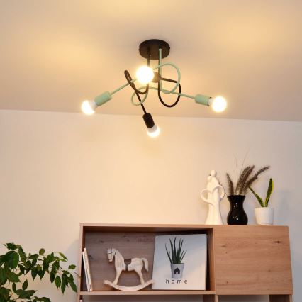 Plafonski luster OXFORD 4xE27/15W/230V crna/zelena