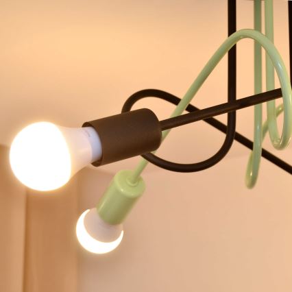 Plafonski luster OXFORD 4xE27/15W/230V crna/zelena