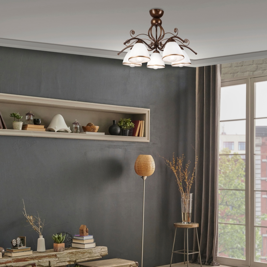 Plafonski luster RETRO 5xE27/60W/230V bronza patina