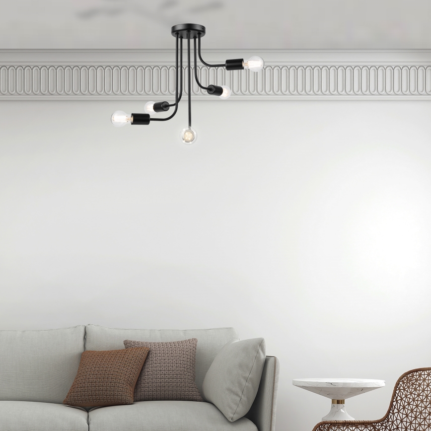 Plafonski luster TRINITY 5xE27/15W/230V crni