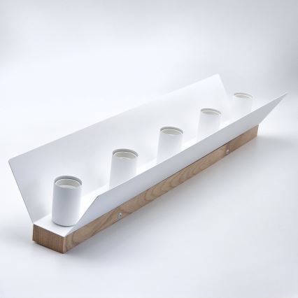 Plafonsko svetlo ESME 5xE27/15W/230V bela/hrast