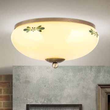 Plafonsko svetlo LANDHAUS 2xE27/60W/230V prečnik 28 cm bronza/bež