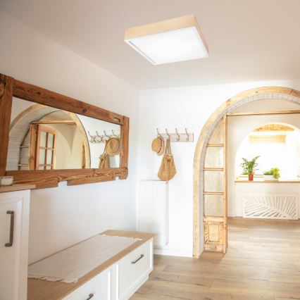 Plafonsko svetlo NATURAL SQUARE 4xE27/15W/230V 48x48 cm bor/bela