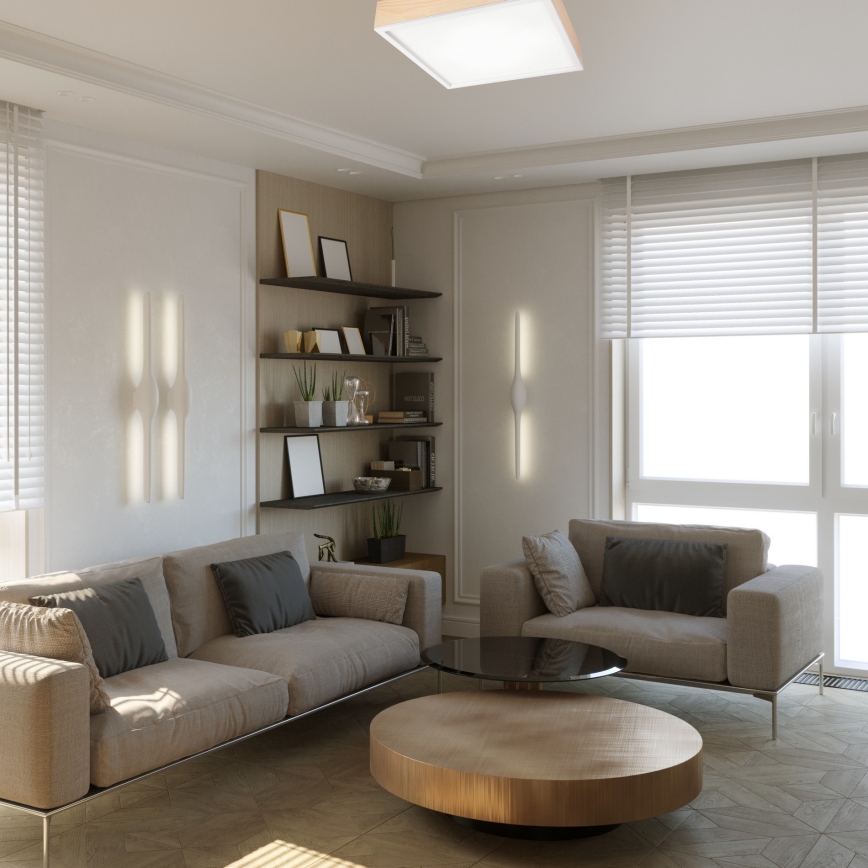 Plafonsko svetlo NATURAL SQUARE 4xE27/15W/230V 48x48 cm bor/bela