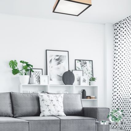 Plafonsko svetlo NATURAL SQUARE 4xE27/15W/230V 48x48 cm borovina/crna