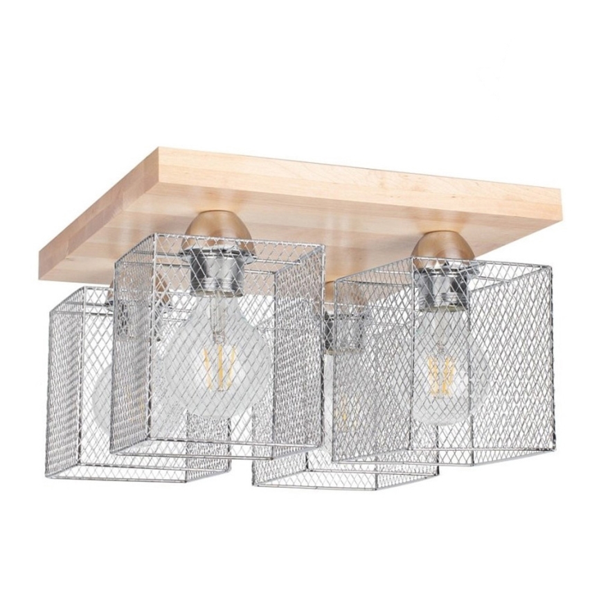 Plafonsko svetlo NORMAN WOOD 4xE27/25W/230V breza