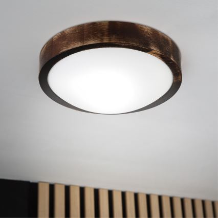 Plafonsko svetlo OAK SMOKY SLIM 1xE27/15W/230V prečnik 27 cm hrast/tamno braon