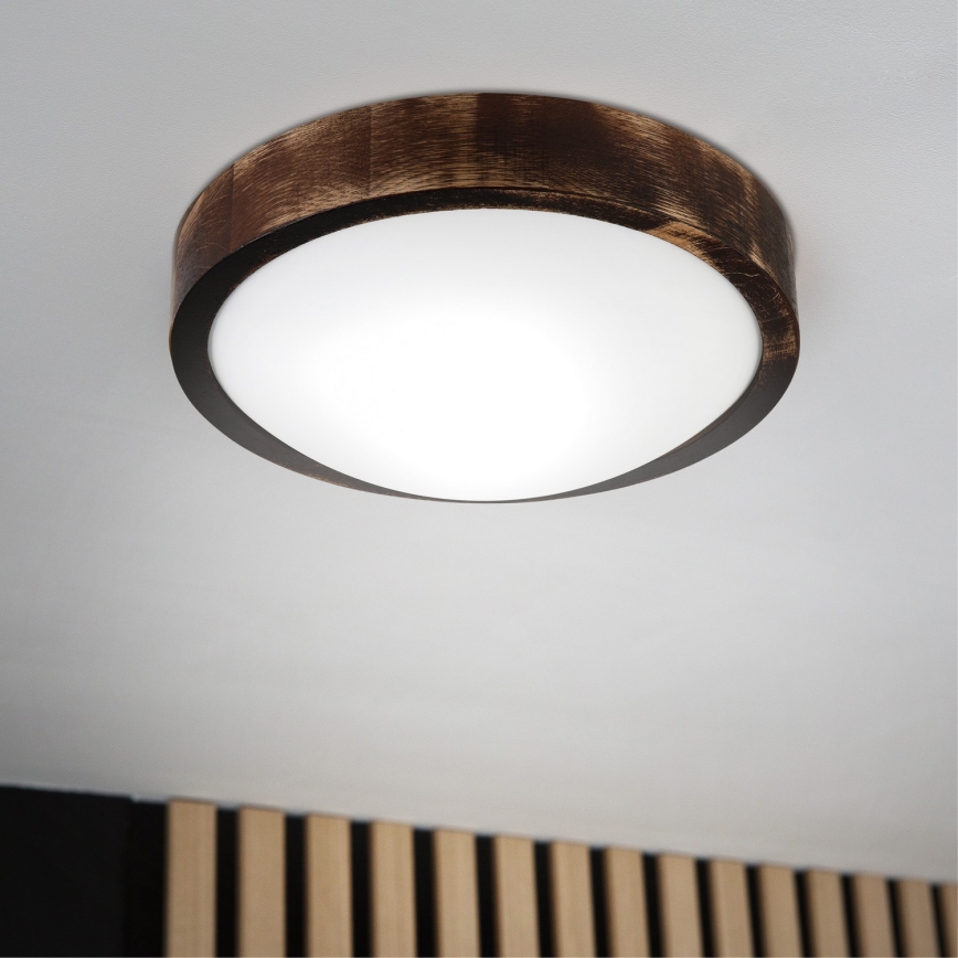 Plafonsko svetlo OAK SMOKY SLIM 1xE27/15W/230V prečnik 27 cm hrast/tamno braon