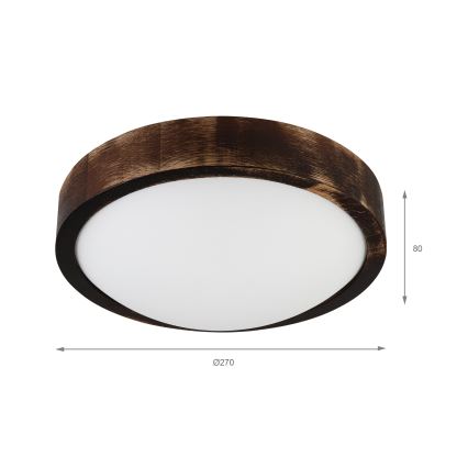 Plafonsko svetlo OAK SMOKY SLIM 1xE27/15W/230V prečnik 27 cm hrast/tamno braon