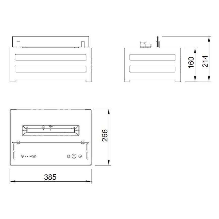 Planika - bio kamin sa daljinskim upravljačem 20,8x38,5 cm 2,5kW/230V crni