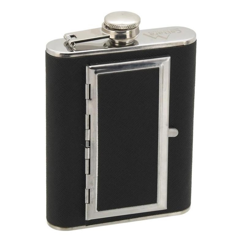 Pljoska sa futrolom za cigare 175 ml crna