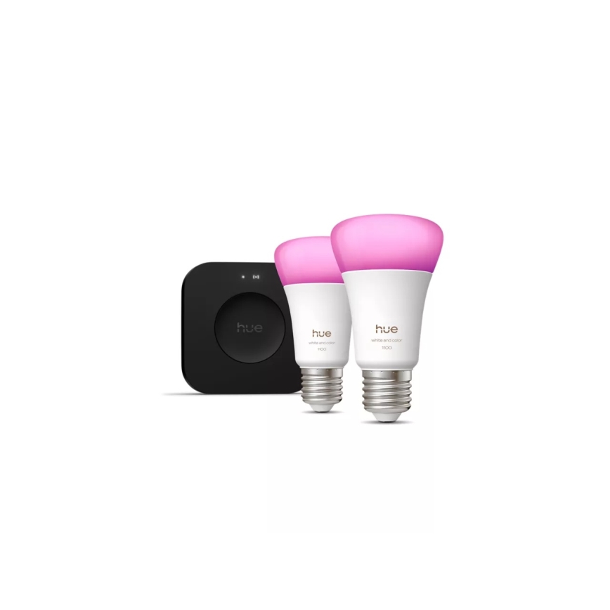 Početni paket Philips Hue WHITE AND COLOR AMBIANCE 2xE27/8,1W 1000-20000K + uređaj za povezivanje