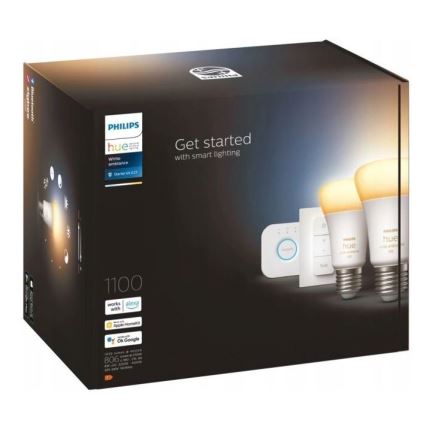 Početni paket Philips Hue WHITE AMBIANCE 2xE27/8W/230V + uređaj za povezivanje