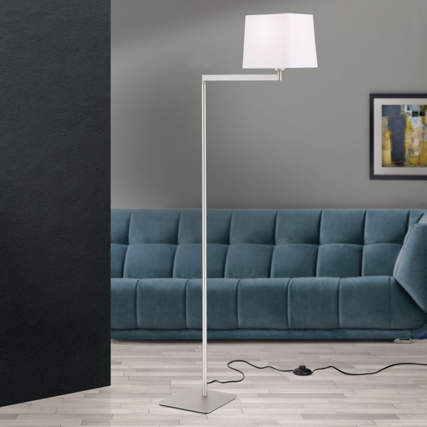 Podna lampa CARLTON 1xE27/40W/230V bela/mat krom