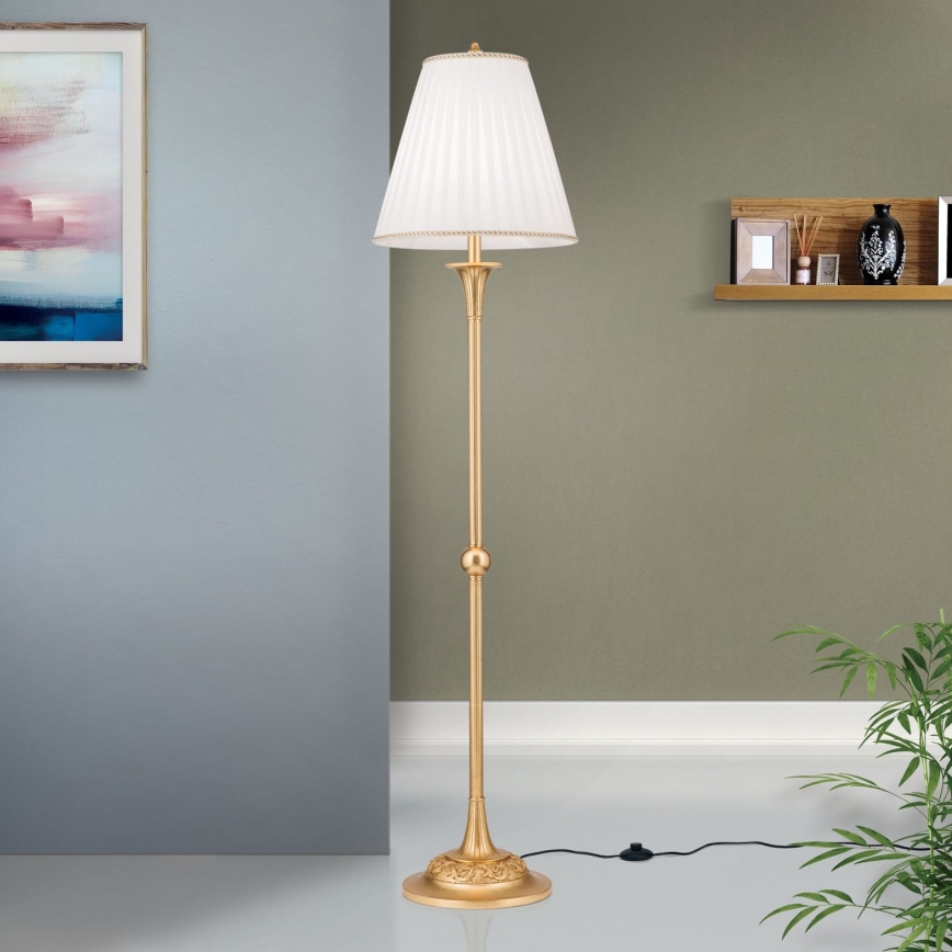Podna lampa FONSA 1xE27/60W/230V bela/zlatna