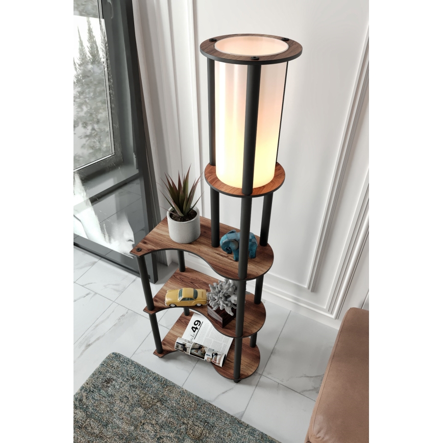 Podna lampa sa policama 1xE27/40W/230V 140 cm crna/smeđa
