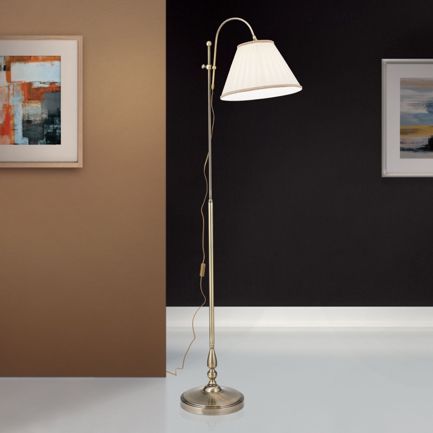 Podna lampa TONIA 1xE27/60W/230V 183 cm bela/bronzana