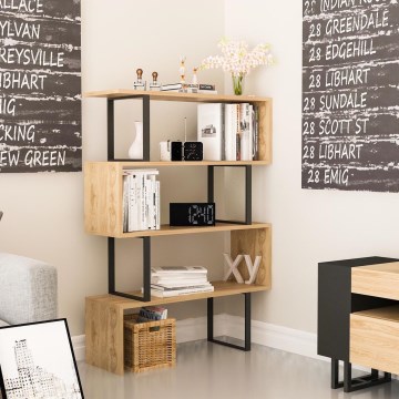 Polica za knjige ADRIANA 124x91,5 cm bež/crna