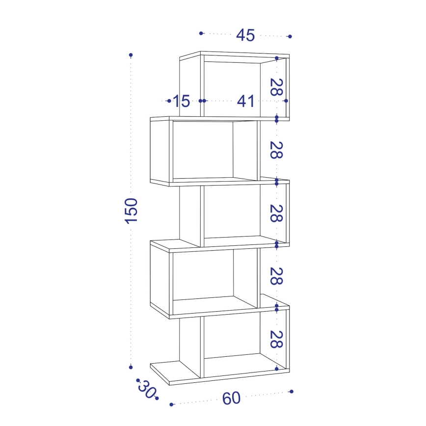 Polica za knjige MERIC 15x60 cm, bela