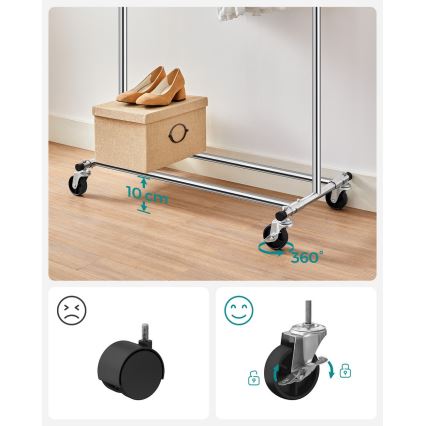 Pomerivi stajaći stalak za odeću LINEA, srebrne boje