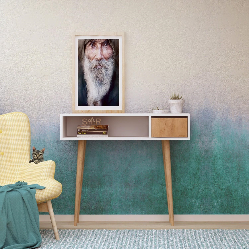 Pomoćni stočić KIOGI 94x100 cm bela/bež
