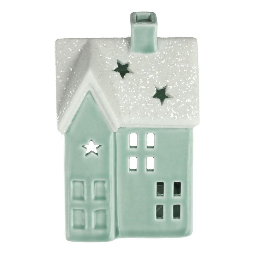 Porcelanska kućica za sveću 11,1 cm mint
