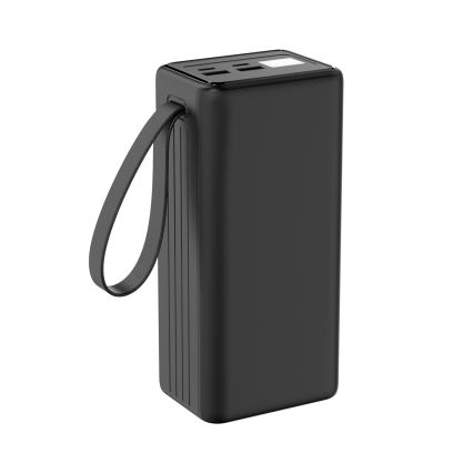 Power Bank 40000 mAh 65W Power Delivery 2xUSB-A + 2xUSB-C sa LED svetiljkom i USB-C kablom 1m crna