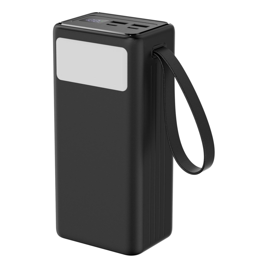 Power Bank 40000 mAh 65W Power Delivery 2xUSB-A + 2xUSB-C sa LED svetiljkom i USB-C kablom 1m crna