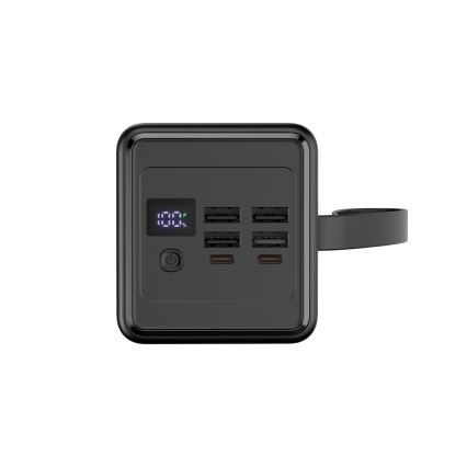 Power Bank 60000 mAh 20W Power Delivery 4xUSB-A + 2xUSB-C sa LED baterijskom lampom i USB-C kablom 1 m crna