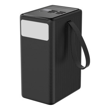Power bank 80000 mAh 20W USB Power Delivery 4x USB-A i 2x USB-C sa LED svetiljkom i USB-C kablom 1 m crna