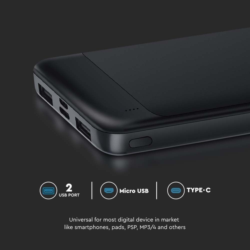 Power bank s Power Delivery (PD), 10000 mAh/22,5 W/5 V, crna