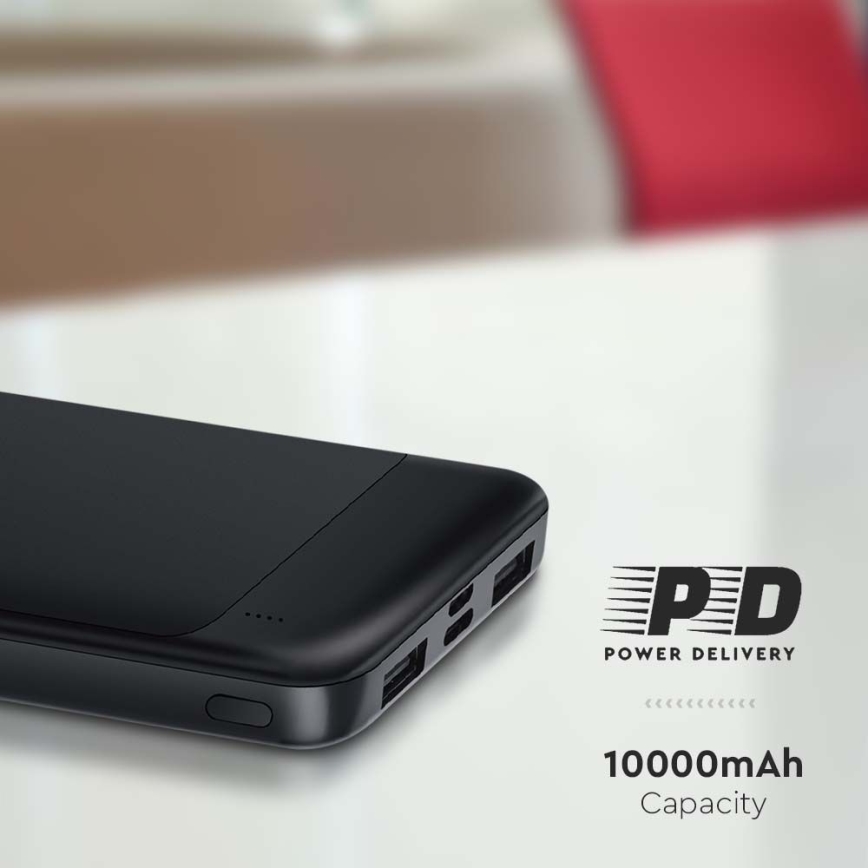Power bank s Power Delivery (PD), 10000 mAh/22,5 W/5 V, crna