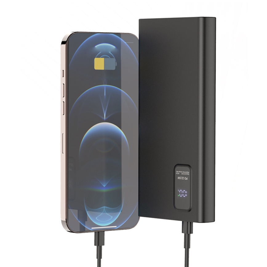 Power bank sa LED displejem Power Delivery 10000 mAh 3,7 V crna