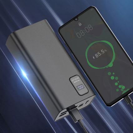 Power bank sa LED displejom Power Delivery 30000 mAh 3,7V crna