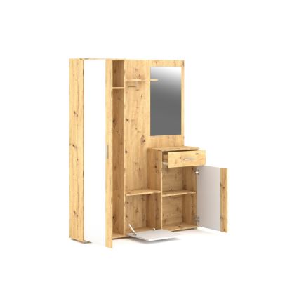 Predsobna stena sa ogledalom NOLAN, hrast artisan/bela