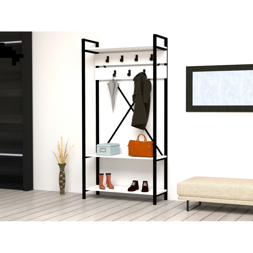 Predsobni zid ALFA 180x90 cm beli/crni