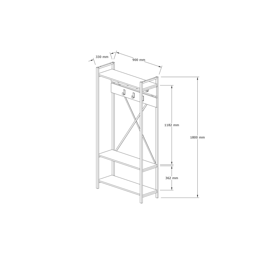 Predsobni zid ALFA 180x90 cm beli/crni