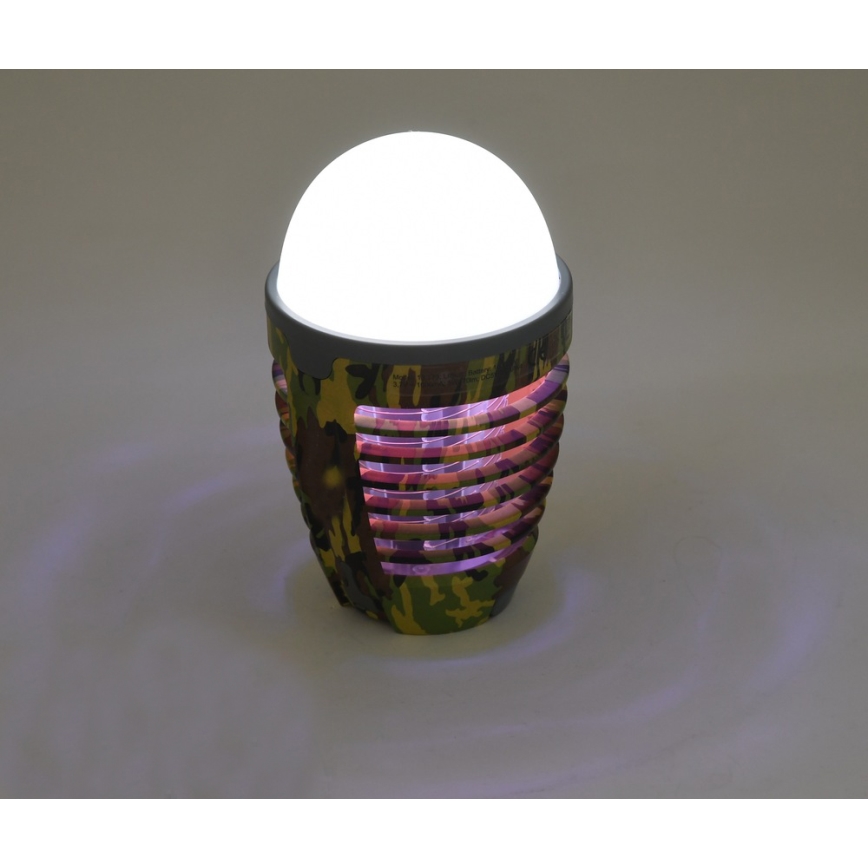 LED prenosiva punjiva lampa sa hvatačem insekata LED/2W/3,7V 1800 mAh IPX4 maskirna