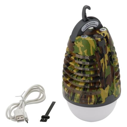 LED prenosiva punjiva lampa sa hvatačem insekata LED/2W/3,7V 1800 mAh IPX4 maskirna