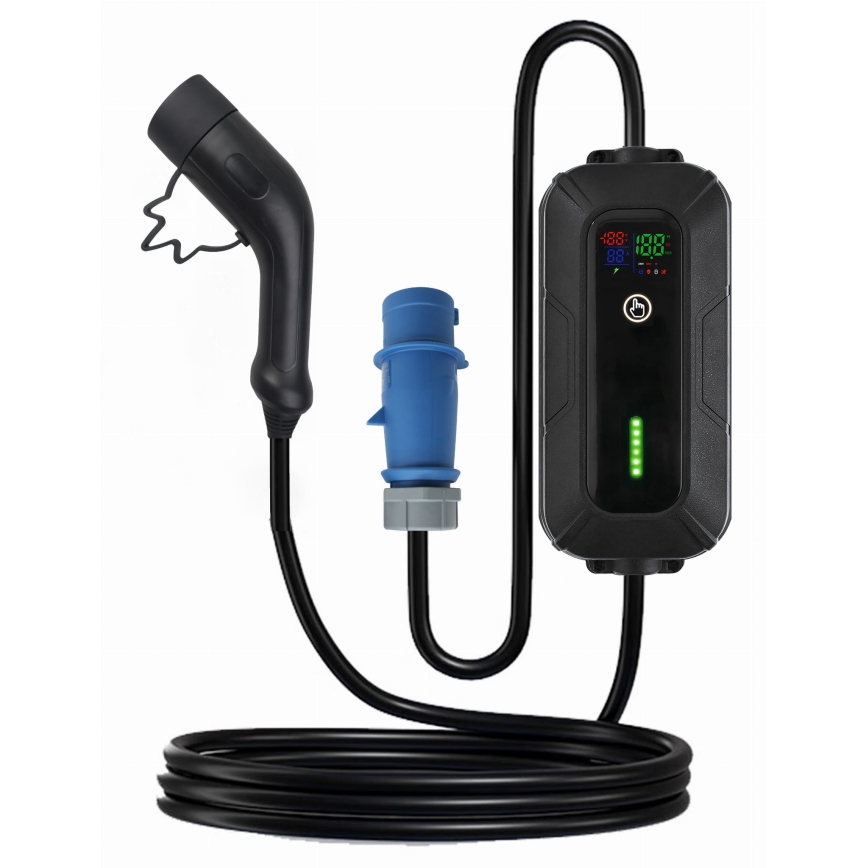 Prenosna punjačka za električne automobile EV/PHEV AC Type 2 32A/230V 7,4kW IP55 5m + adapter 230V 3,7kW + futrola