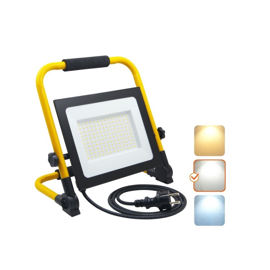 Prenosni LED reflektor TIGRA LED/100W/4000K IP54 crna/žuta