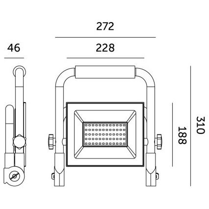 Prenosni LED reflektor TIGRA LED/100W/4000K IP54 crna/žuta