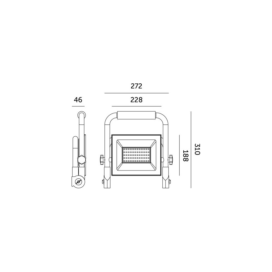 Prenosni LED reflektor TIGRA LED/100W/4000K IP54 crna/žuta