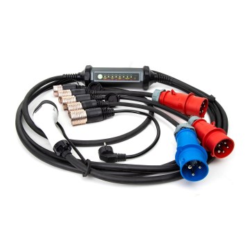 Prenosni punjač za električne automobile sa 4 Type 2 adaptera, 32A/480V, 22 kW, 5 m, IP67