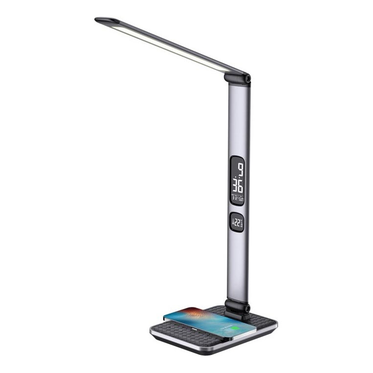 Prigušiva LED stona lampa LED/8,5W/230V sa bežičnim punjenjem, srebrna