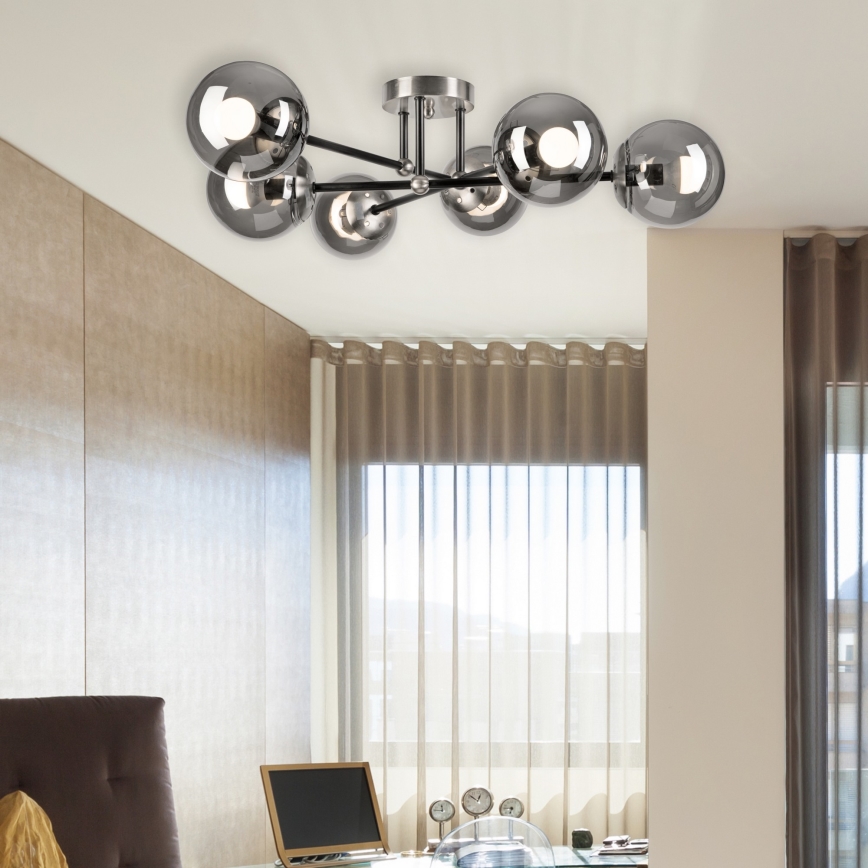 Prislonjen luster MALENA 6xE14/5W/230V mat hrom/dimljeno