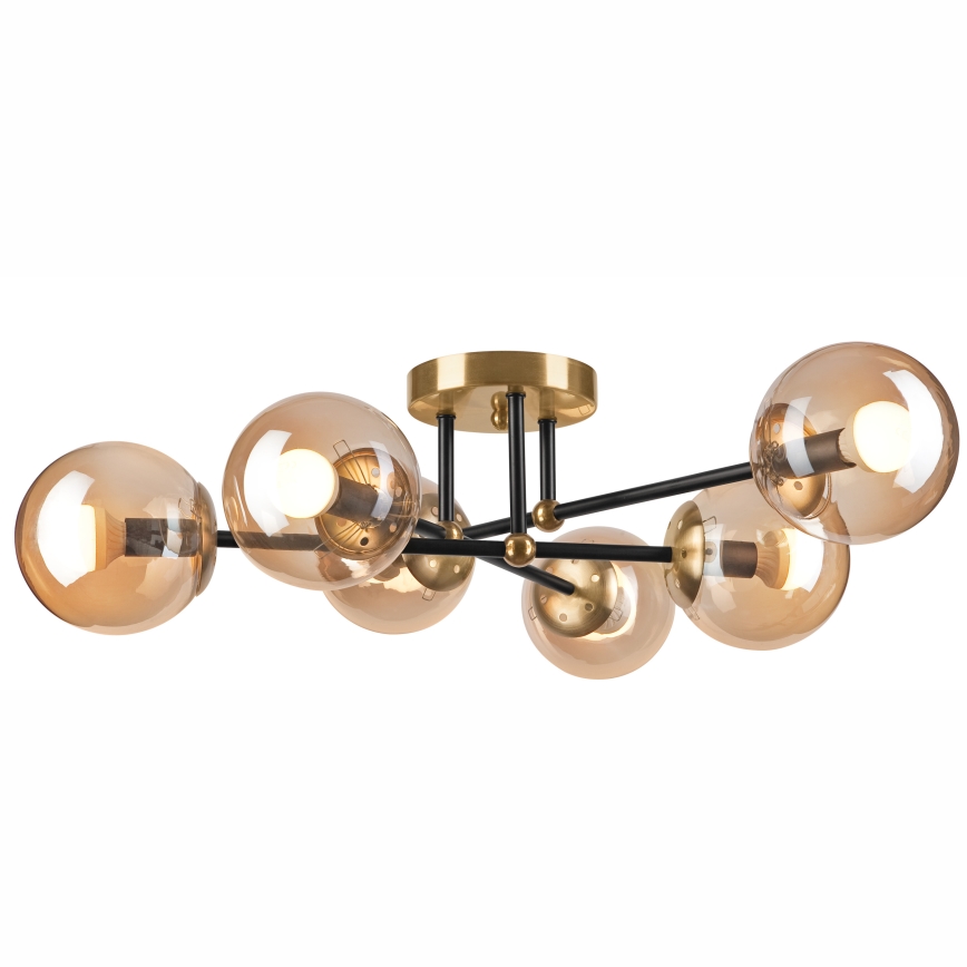 Prislonjen luster MALENA 6xE14/5W/230V zlatna/crna/dimljeno bež