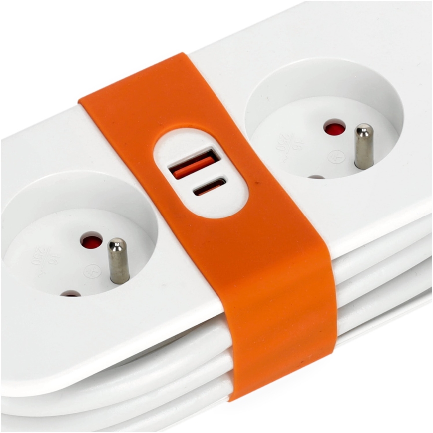 Produžni kabl 2 utičnice + 2xUSB 1,4 m bela