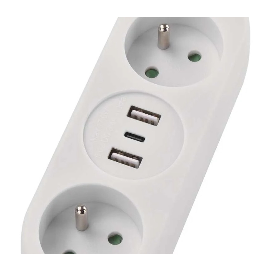 Produžni kabl 2x utičnica + 2x USB-A + USB-C, 1,4 m