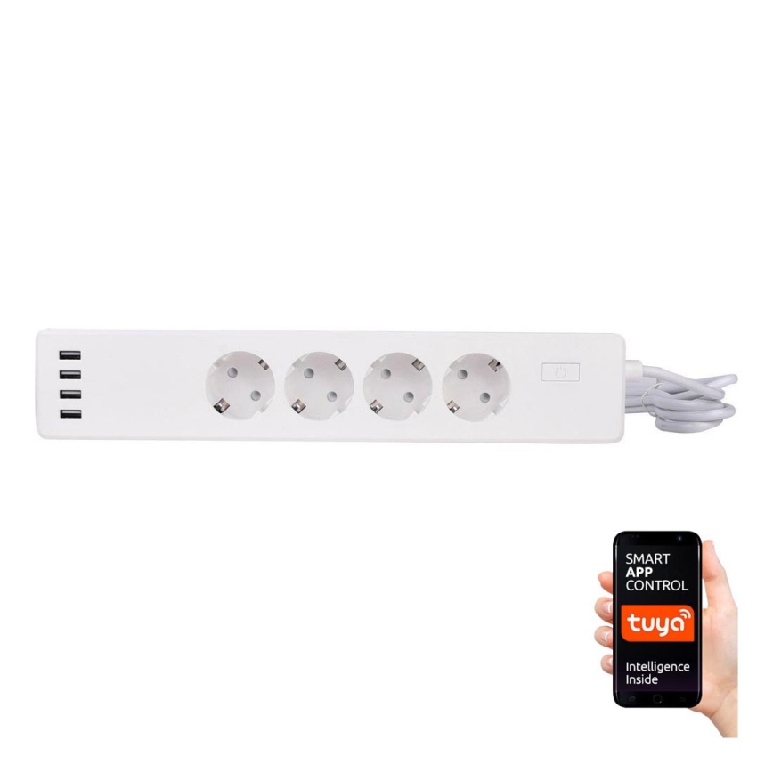 Produžni kabl sa prekidačem 1,8 m, 4x USB i Wi‑Fi (Tuya), SCHUKO